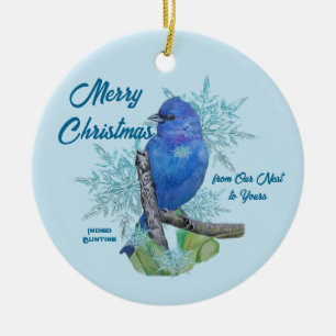 Adorno De Cerámica Indigo Bunting in the Snowflakes