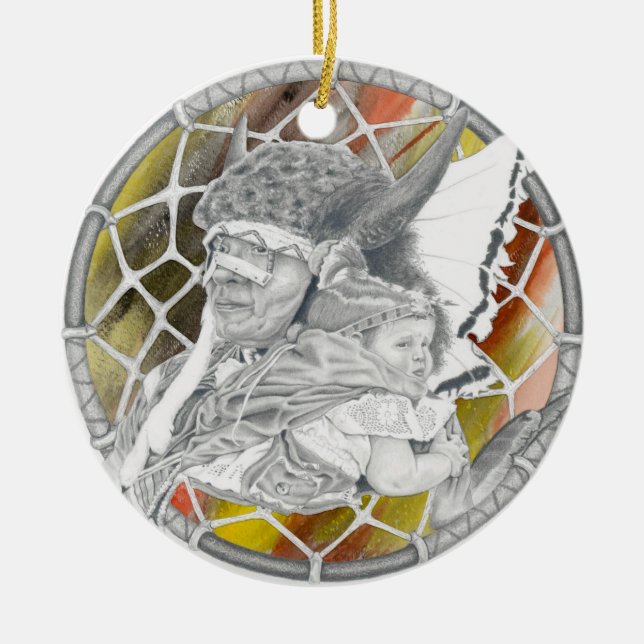 Adorno De Cerámica Indio con el bebé (Frente)