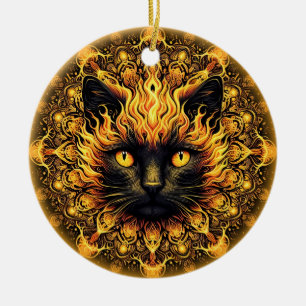 Adorno De Cerámica Inferno Kitty Mandala