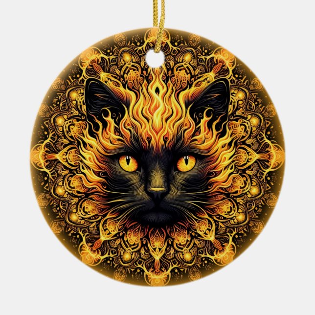 Adorno De Cerámica Inferno Kitty Mandala (Frente)