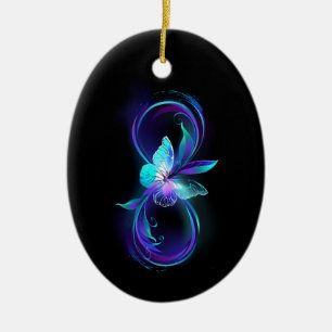 Adorno De Cerámica Infinito brillante con mariposa mágica