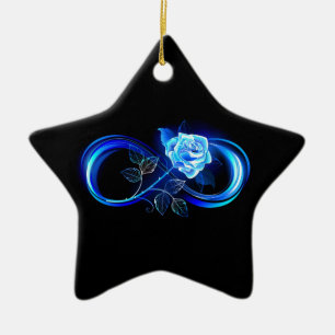 Adorno De Cerámica Infinito brillante con rosa azul