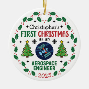 Adorno De Cerámica Ingeniero Aeroespacial Primera Navidad Personaliza