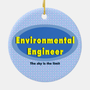 Adorno De Cerámica Ingeniero Ambiental Óvalo Azul