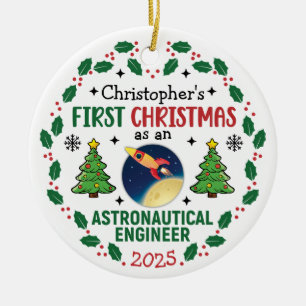 Adorno De Cerámica Ingeniero astronáutico Primera Navidad