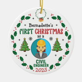 Adorno De Cerámica Ingeniero Civil Primera Navidad Personalizada