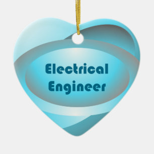 Adorno De Cerámica Ingeniero Eléctrico Azul