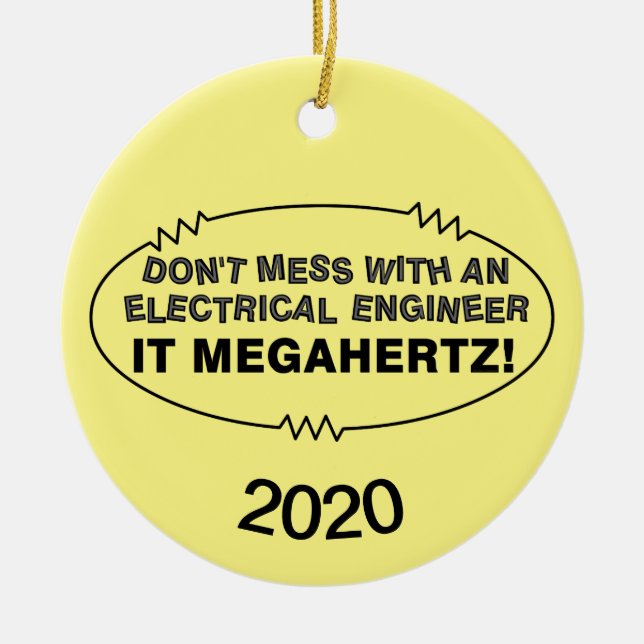 Adorno De Cerámica Ingeniero eléctrico Megahertz Oval (Frente)