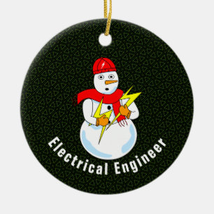 Adorno De Cerámica Ingeniero eléctrico Snowman