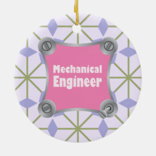 Adorno De Cerámica Ingeniero Mecánico Rosado