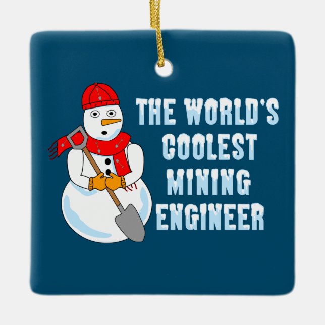 Adorno De Cerámica Ingeniero Minero más Coolest Snowman (Anverso)