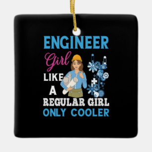 Adorno De Cerámica Ingeniero Orgulloso Chica