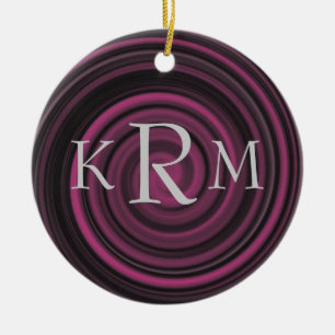 Adorno De Cerámica Iniciales de monograma personalizadas con remolino