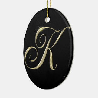 Adorno De Cerámica Iniciales del monograma K de oro