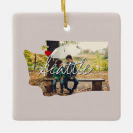 Adorno De Cerámica Inserción de foto estatal en Washington y nombre d