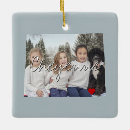 Adorno De Cerámica Inserción de foto estatal en Wyoming y nombre del 