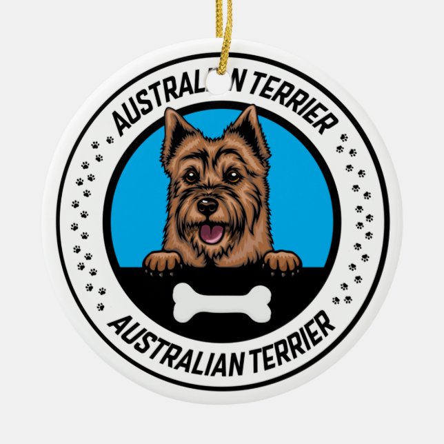 Adorno De Cerámica Insignia australiana de Ilustracion de Peeking Ter (Frente)