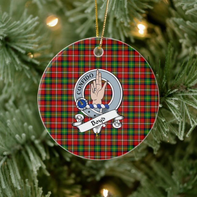 Adorno De Cerámica Insignia Clan Boyd Tartan Plaid (Árbol)