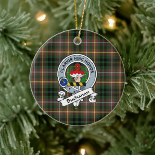 Adorno De Cerámica Insignia de caza de clan Buchanan Tartan Plaid
