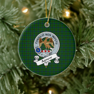 Adorno De Cerámica Insignia de caza de clanes Agnew Tartan Plaid