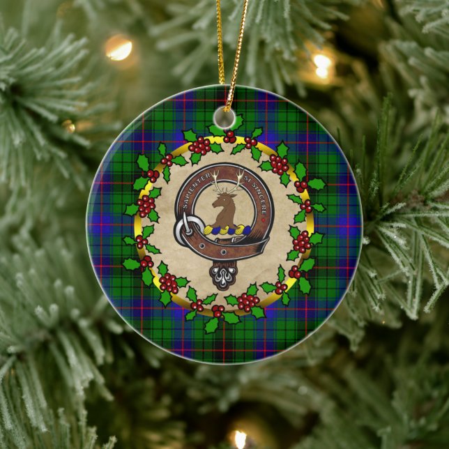 Adorno De Cerámica Insignia de clan Davidson y navidades personalizad (Árbol)