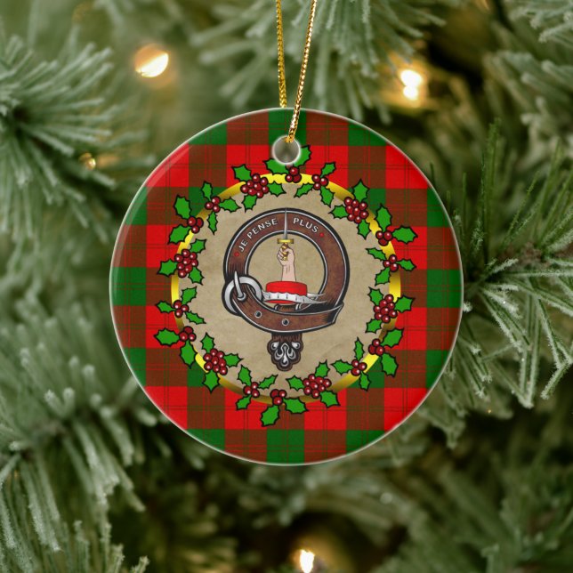 Adorno De Cerámica Insignia de clan erskine y navidades personalizada (Árbol)