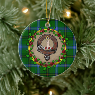 Adorno De Cerámica Insignia de clan Henderson y Navidad personalizada