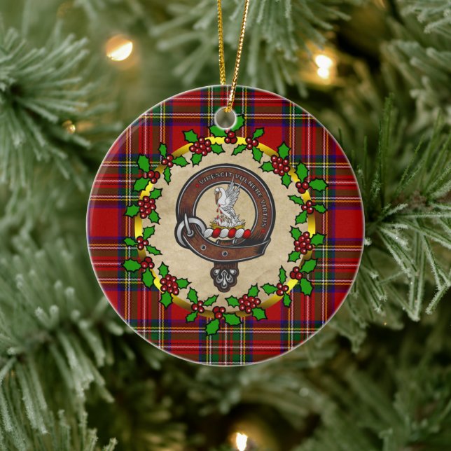 Adorno De Cerámica Insignia de clan Stewart y navidades personalizada (Árbol)