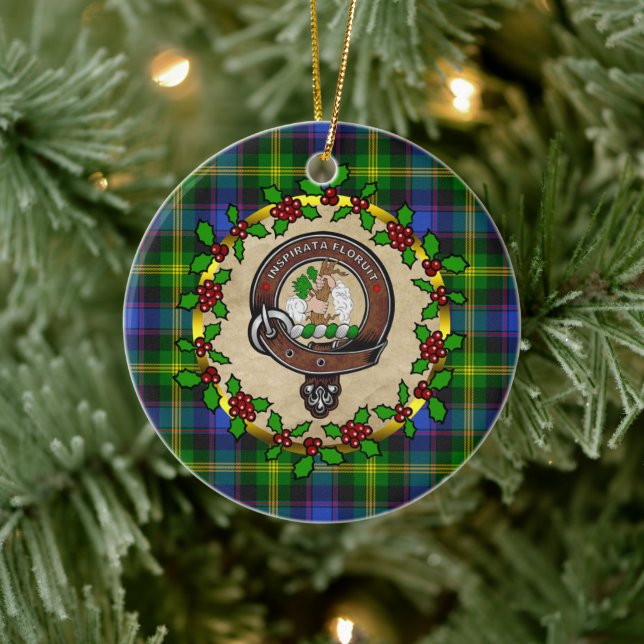 Adorno De Cerámica Insignia de clan Watson y navidades personalizadas (Árbol)
