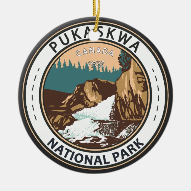 Adorno De Cerámica Insignia de viaje del Parque Nacional Pukaskwa Can (Frente)