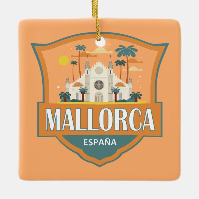 Adorno De Cerámica Insignia de viaje retro de Mallorca España (Anverso)