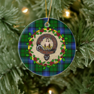 Adorno De Cerámica Insignia del clan Urquhart y Navidad personalizada