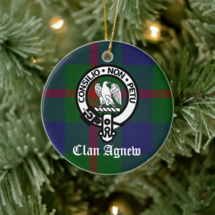 Adorno De Cerámica Insignia del Escudo de Clan Agnew y Tartán