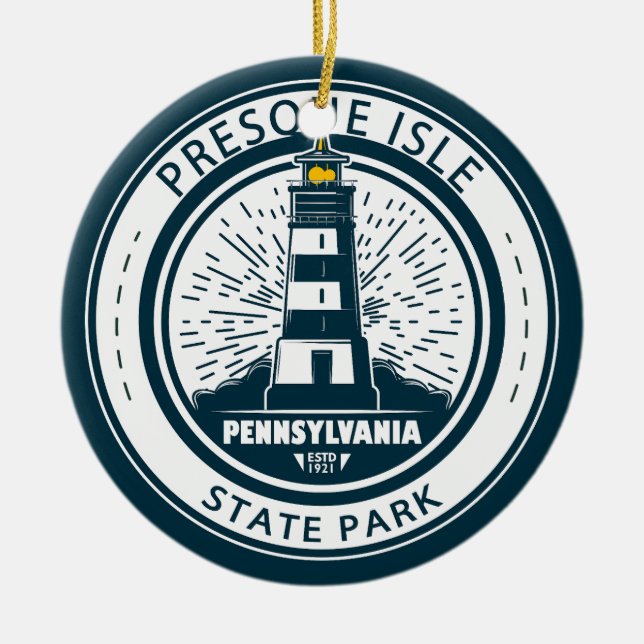 Adorno De Cerámica Insignia del Parque Estatal Presque Isle Pennsylva (Frente)
