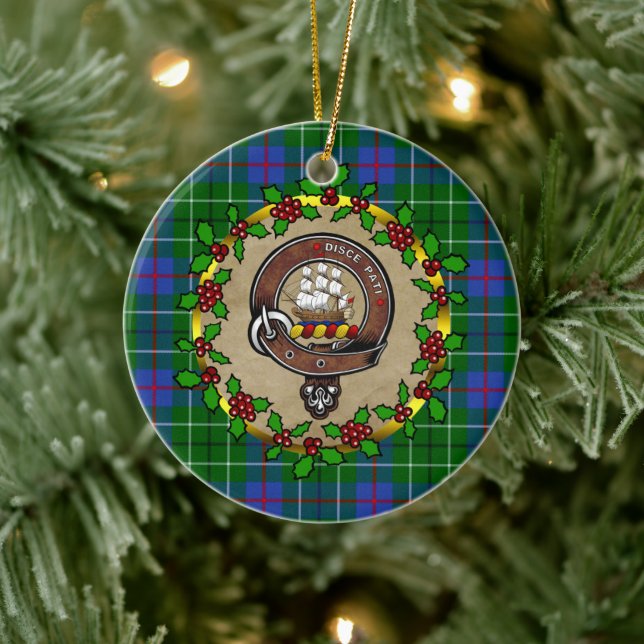 Adorno De Cerámica Insignia Duncan Clan y Navidad Personalizada Tarta (Árbol)
