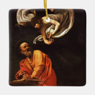 Adorno De Cerámica Inspiración San Mateo Caravaggio pintando arte