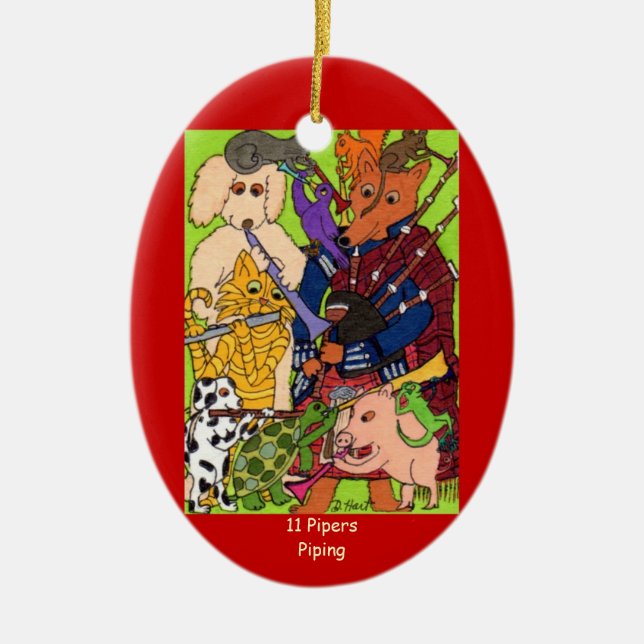 Adorno De Cerámica Instalación de tubos de 11 gaiteros (Frente)