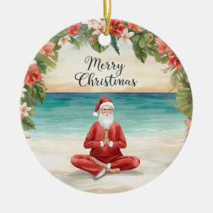 Adorno De Cerámica Instructor de yoga Navidad Santa Claus 