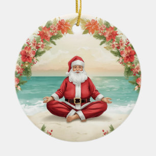 Adorno De Cerámica Instructor de Yoga Navidad Santa Claus 