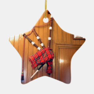 Adorno De Cerámica Instrumento musical escocés Bagpipe Tartan Plaid