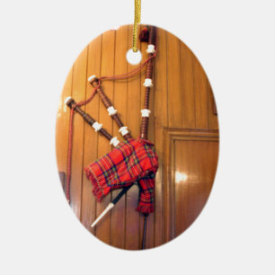 Adorno De Cerámica Instrumento musical escocés Bagpipe Tartan Plaid