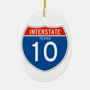Adorno De Cerámica Interstate Sign 10 - Texas