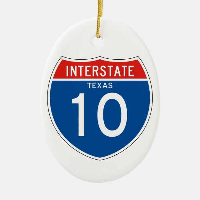 Adorno De Cerámica Interstate Sign 10 - Texas (Frente)