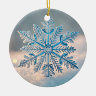 Adorno De Cerámica Intrincada Mandala de copo de nieve nórdica