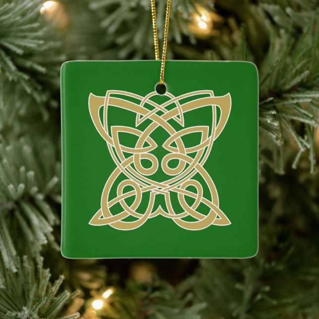 Adorno De Cerámica Intrincada mariposa celta dorada personalizada (Árbol)