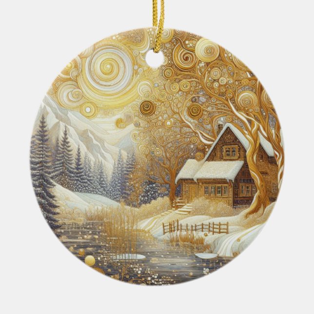 Adorno De Cerámica "Invierno acogedor superior" (Frente)