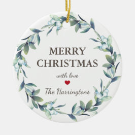 Adorno De Cerámica Invierno Berries Feliz Navidad