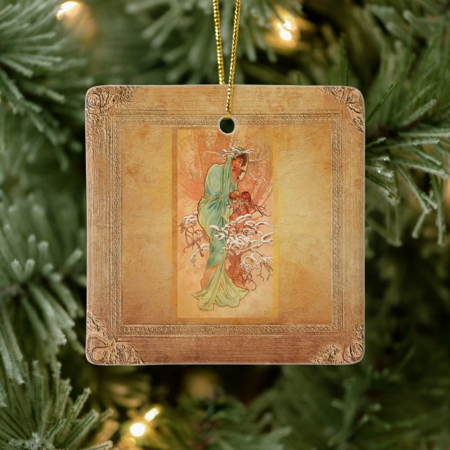 Adorno De Cerámica Invierno de Alphonse Mucha (Árbol)