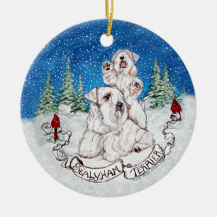 Adorno De Cerámica Invierno de Sealyham Terrier