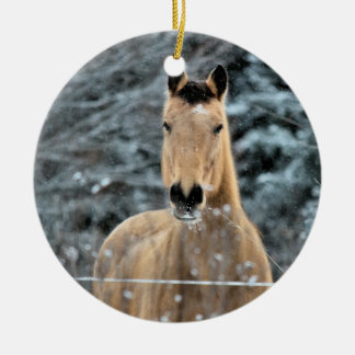 Adorno De Cerámica Invierno del caballo del ante